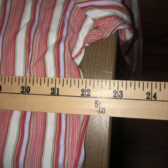 Tailorbyrd Red White Striped Medium Button Up  Dress Shirt Logo Business Style - Picture 7 of 11